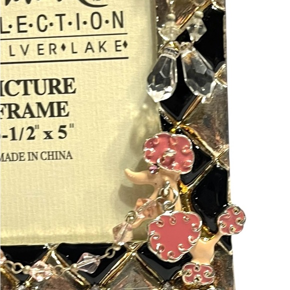 Pink poodles on black and silver diamond enamel & bling picture frame 3 1/2 x 5” - Picture 4 of 10